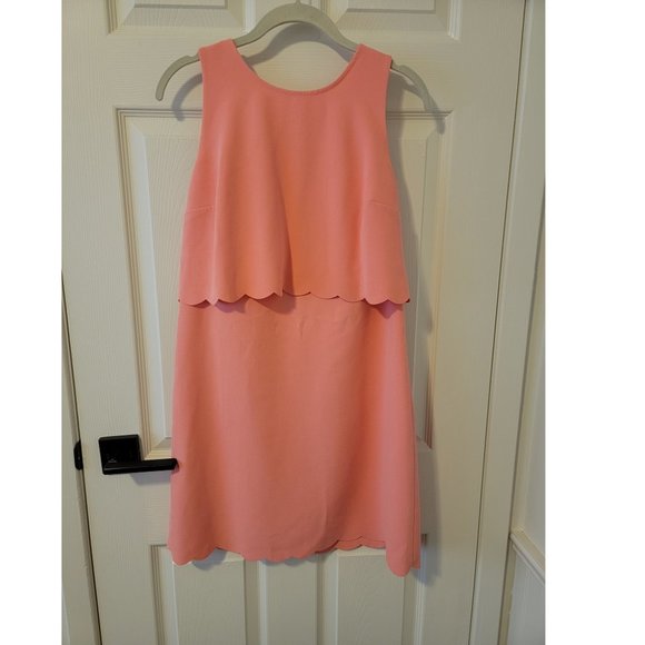 Ann Taylor LOFT coral scalloped dress - Picture 3 of 7